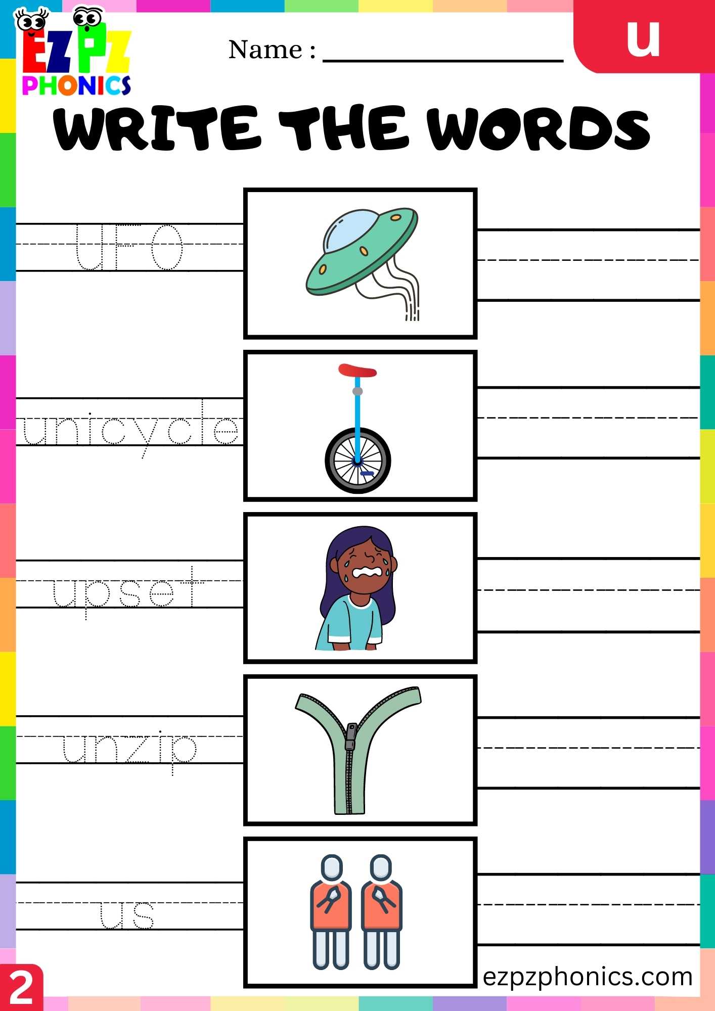 Group2 Letter U Write The Words Beginning Sounds Worksheet